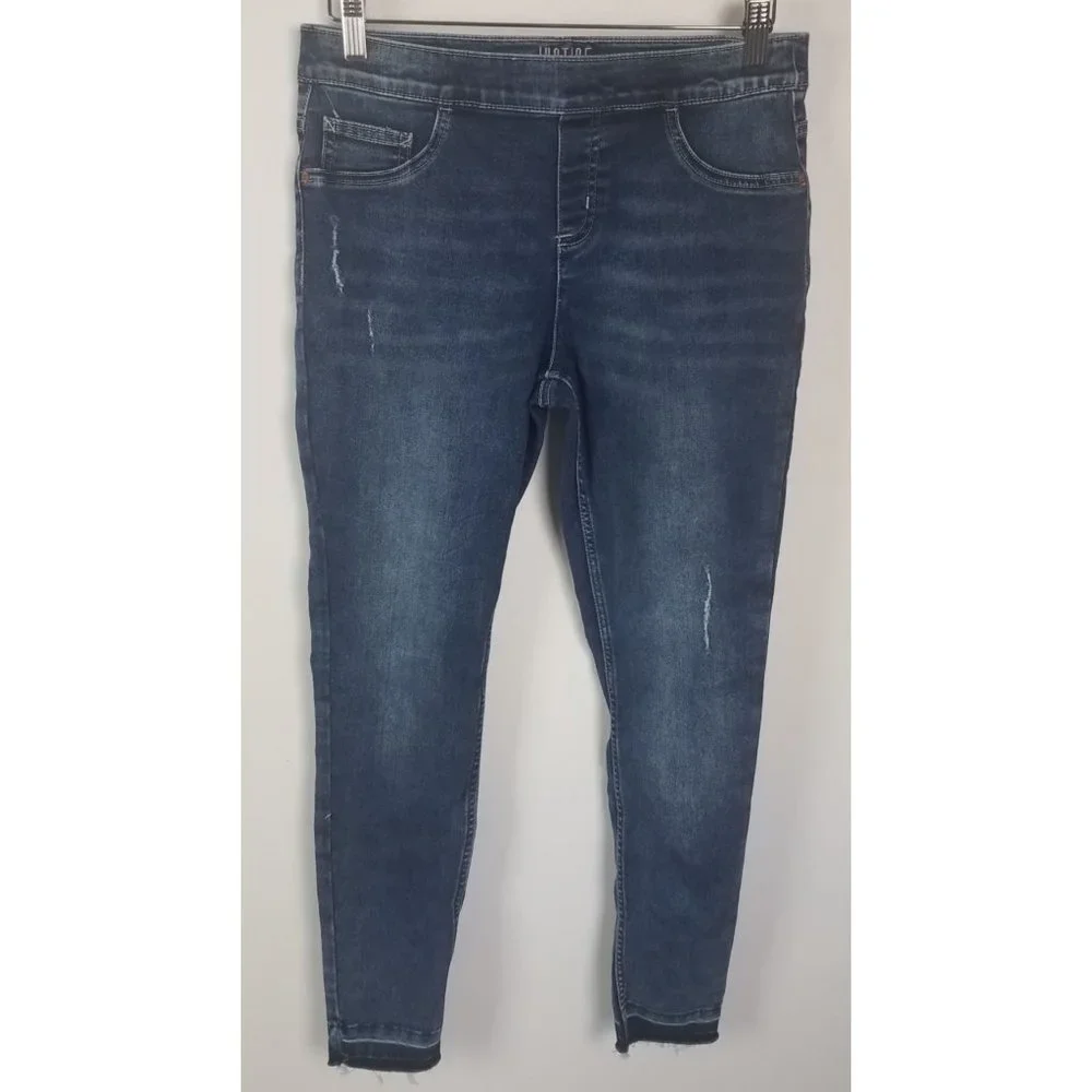 Justice Girls Sz. 16 Plus Mid Rise Denim Medium Wash Raw Hem Leggings